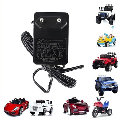 Chargeur Universel 12V 1A pour Voitures Électriques d'enfants, Compatible avec Motos, SUVs, ATVs - Chargeur de Batterie avec Affichage LED,Entrée 100-240VAC (1 pièce) (1/5)