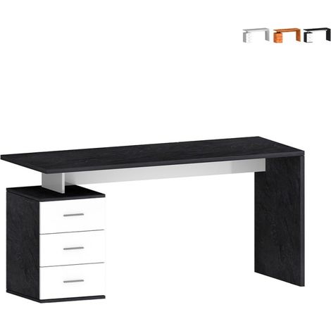 New Selina Basic escritorio de oficina moderno 3 cajones 160x60x75cm New Selina Basic - Negro - Blanco (1/5)