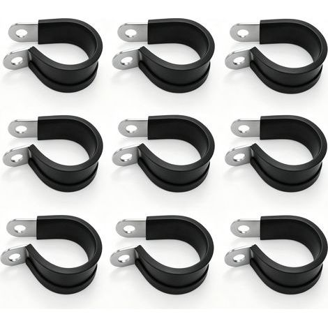 10x 40mm Colliers de serrage avec garniture en caoutchouc, acier inoxydable I Colliers de serrage à visser I Collier de serrage 40mm, Collier de fixation 40mm, Support de tuyaux (1/5)
