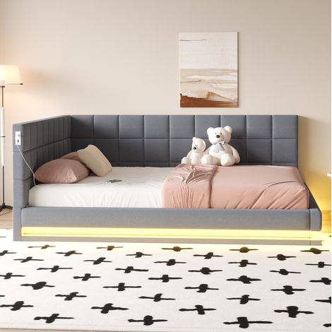 Schlafsofa mit LED-Lichtleiste, USB, 160x200 Grau OKMYHOME (1/5)