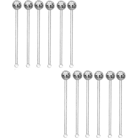 Lot de 12 agitateurs à cocktails en forme de boule disco, décoration pétillante et créative pour vos fêtes, bars à domicile et cafés. (1/5)