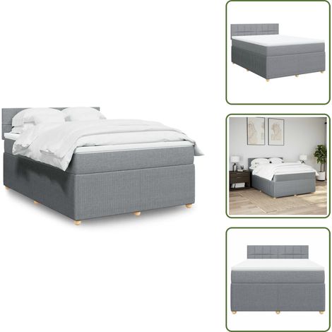 vidaXL Boxspringbett mit Matratze Hellgrau 140x200 cm Stoff (1/5)