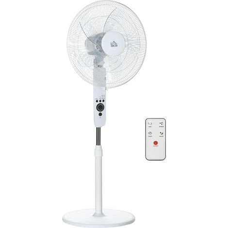 Adjustable Height Stand Fan with Remote, 3 Speeds, White