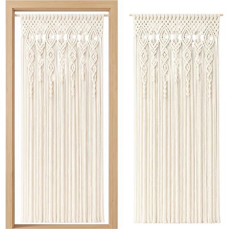Tapisserie murale bohème en macramé - 90 x 180 cm - Tenture murale faite à la main - Rideau de porte en macramé tissé à la main pour arche de raisin, mariage, salon, balcon (1/5)