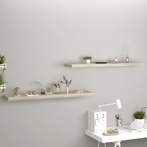 vidaXL Floating Wall Shelves 2 pcs Oak 120x23,5x3,8 cm MDF