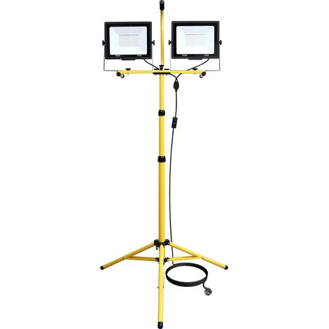 2 X 100W Projecteur LED blanc froid avec trépied Projecteur de travail à LED étanche IP66 pour usage intérieur et extérieur, garage, jardin, chantier, 185V-260V (1/5)