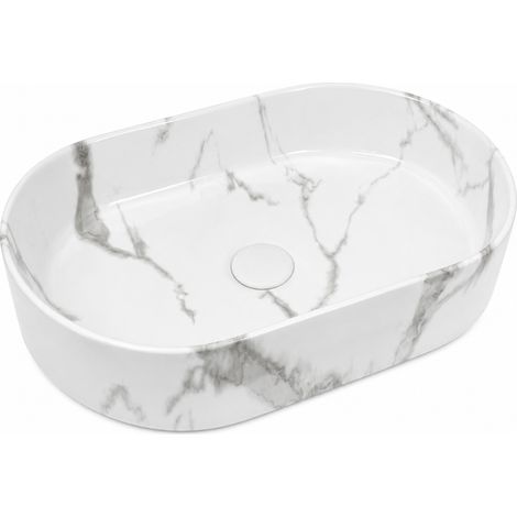 Lavabo ovalado de encimera de 50×30 cm, piedra de mármol - Aquaterris (1/4)