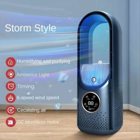 Condizionatore d'aria portatile，Raffrescatore d'aria USB portatile e ventilatore senza pale，Ventilatore silenzioso e umidificatore (nero) (1/5)