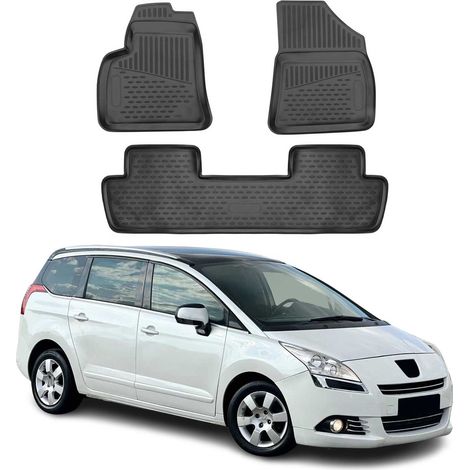 Tapis de Sol Compatible avec Peugeot 5008 2009-2017 Caoutchouc TPE Noir
