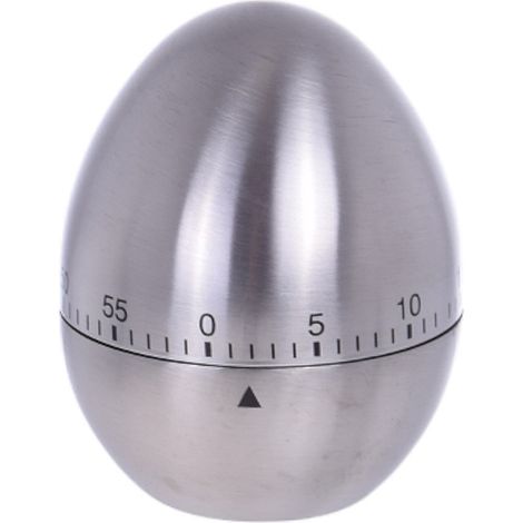 Timer da cucina a forma di uovo, meccanico, in acciaio inossidabile. (1/3)