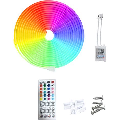 Bande LED RGB Silicone Flexible Ambiance Musicale Contrôle BT Télécommande DIY 5m/10m (1/3)