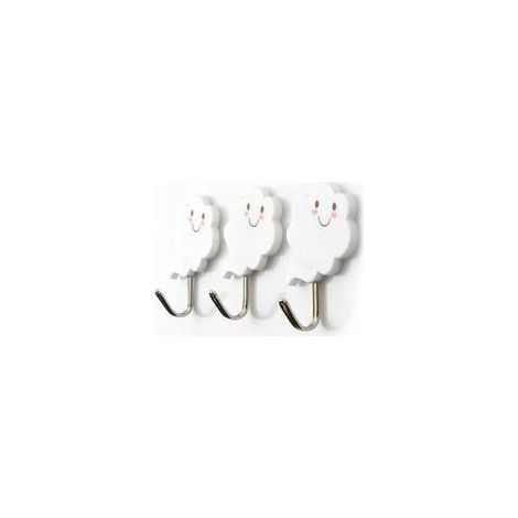 3PCS Patère Mural Créatif Inoxydable Patère Crochet Extra Adhesif Etanche - Nuage Blanc Adorable Plastique (1/5)