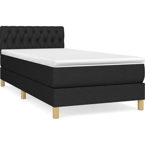 Sommier à lattes de lit avec matelas Noir 90x190 Tissu (1/5)