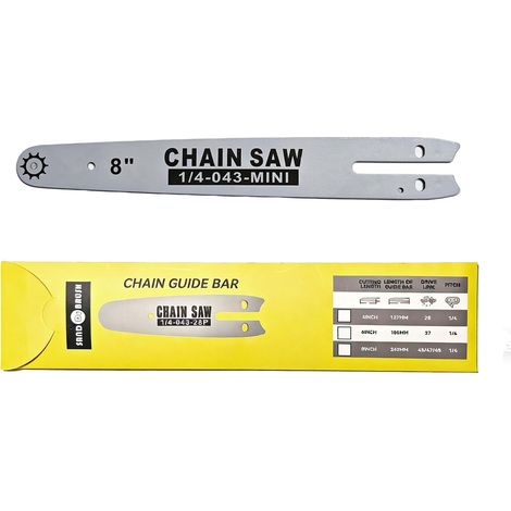 Plaque de guide de chaîne de tronçonneuse 8 pouces, longueur 24 cm, guide chaîne pour mini tronçonneuse électrique portable, lame guide tronçonneuse pour élagage jardin et menuiserie (1/5)