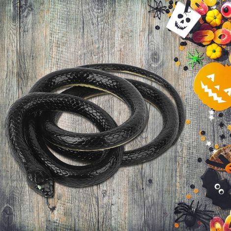 Weiche Gummi-Kunstschlange, 1,25 m, Scherzartikel für Halloween-Partys, Schwarz (1/5)
