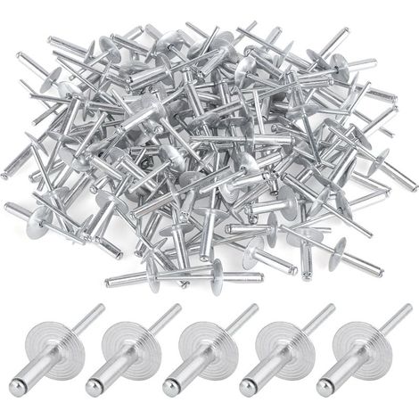 Rivet Aveugle - Aluminium 4,8 x 20 mm - Tête Large 16 mm - Pour Automobile Meuble Machine - Lot de 100 (1/5)