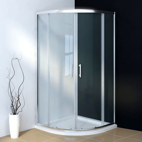 ELEGANT 800 x 800 mm Quadrant Shower Cubicle Enclosure 6mm Glass Sliding Door with Stone Tray (1/5)