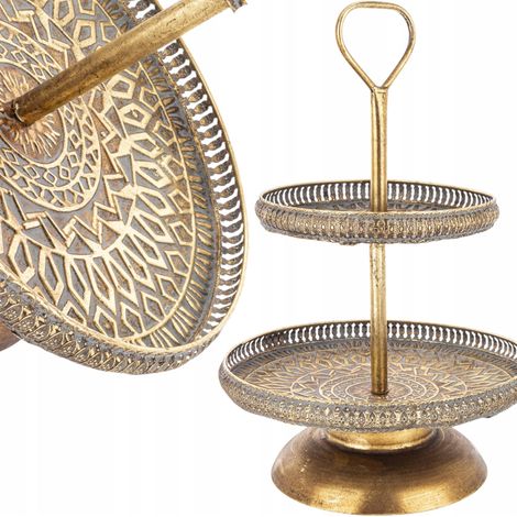 Piatto decorativo, vassoio in metallo dorato, 55x37 cm (1/5)