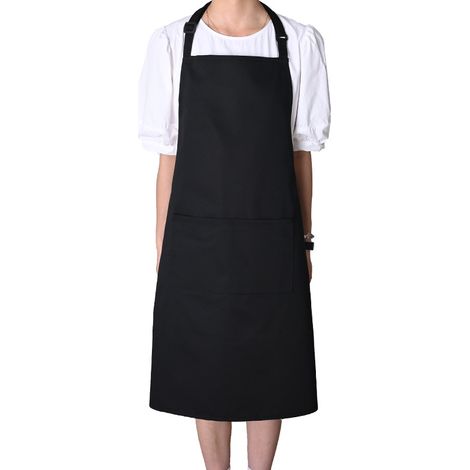 Tablier de cuisine imperméable à 3 poches, tablier de grillade ajustable à longues bretelles, tablier unisexe pour cuisine, restaurant, café (1/5)