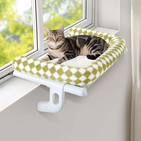 Hamac pour Chat Fenetre Panier Suspendu Chats au Lit Radiateur Etagere Transat Cat Robuste Facile à Monter et à déplacer Pas de Ventouse Balcon Jusqu'à 18kg 63 38cm(Vert,L) (1/5)