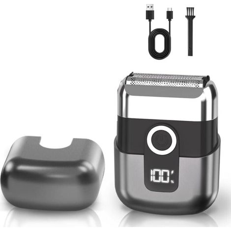 Rasoio elettrico a lamina per uomo per il viso, rasoio senza fili impermeabile IPX7 con 3 lame galleggianti, display LED, ricarica rapida tramite USB-C per viaggi e casa (1/4)