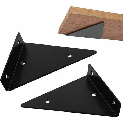 2 Pièces Supports de Tablette Flottante, Supports en Métal, Support d'Étagère d'Élargissement Support d'Angle Brace de Tablette Murale à Suspendre en Verre/Bois, 140 130mm (1/5)