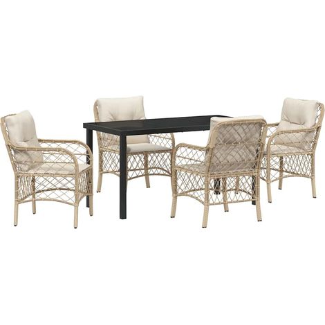 Maison Exclusive - Garten Essgruppe 5 Stk. Beige Poly-Rattan (1/5)