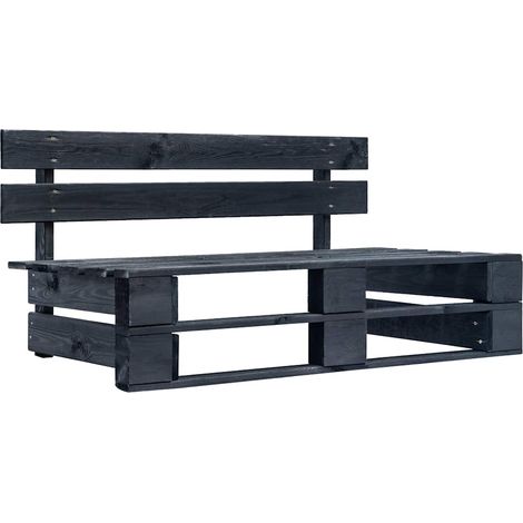 Maison Exclusive - Garten-Mittelsofa aus Paletten Schwarz Kiefern (1/5)