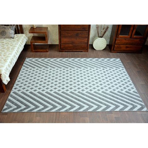 Alfombra de cuerda sisal FLOORLUX 20504 Hojas Selva plateado/negro beige 120x170 cm (1/5)