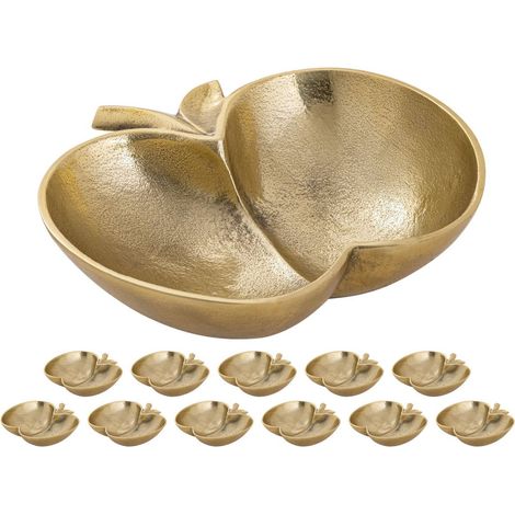 Lot de 12 Coupelles Décoratives Pomme en Aluminium Argenté ou Doré 21 x 21 cm - PANGIVO