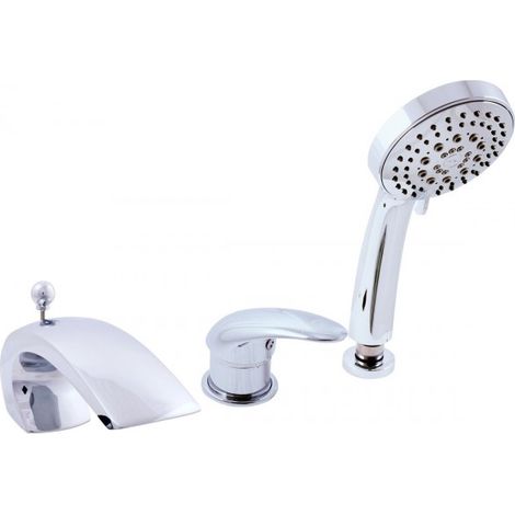 Mitigeur baignoire à cascade DUNAJ 3 trous avec inverseur laiton chromé (1/5)