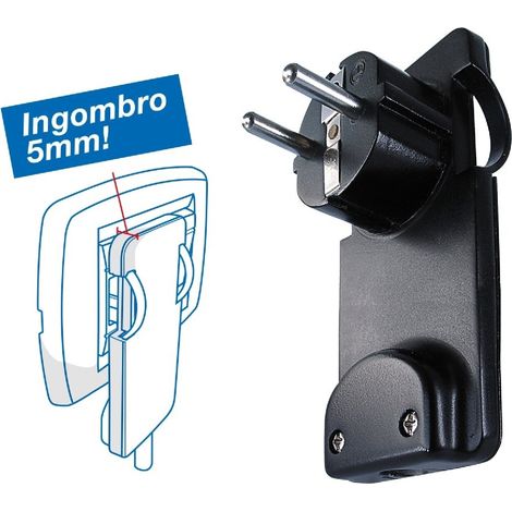 Spina Squadra Super Piatta Schuko 16A+T Nera