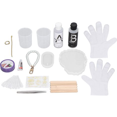 Epoxidharz-Untersetzer-Set, DIY-Bastelset, wiederverwendbares Silikon-Blumenkonservierungsset, Harzform mit Aufklebern für getrocknete Blumen, rosa (1/5)