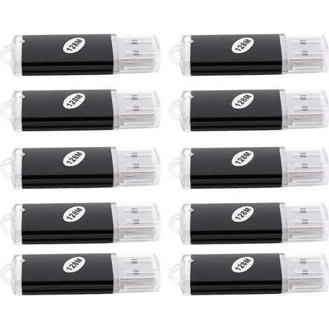 10-in-1 schwarzer 128-MB-USB-Stick mit Metallgehäuse (1/5)