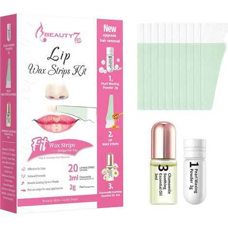 Bandes de Cire Froide Dépilatoire pour l'épilation des Lèvre Supérieure, 20 Bandes de Cire Prédécoupées avec Poudre de Perle 2g et Huiles Essentielles Apaisantes 3g (1/5)