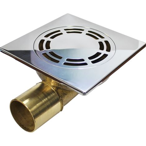 Lazer – Siphon de sol laiton 120x120 mm – sortie horizontale Ø40 – garde d’eau 8mm – hauteur d’encastrement 33 mm – débit 19l/mn