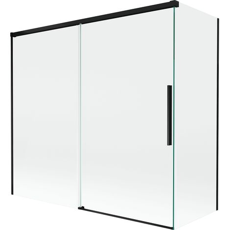 Mexen Rox paravento per vasca da bagno a 2 ante scorrevoli 170 + 70 x 150 cm, trasparente, nero - 8C9-170-070-70-00