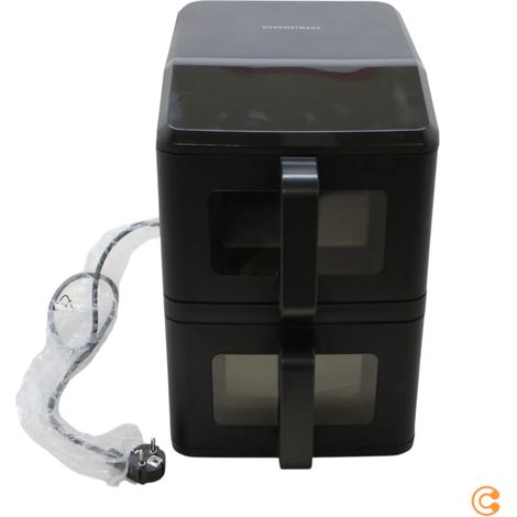 [NEUWERTIG] B-Ware Gourme Tmaxx Heißluftfritteuse Airfryer Fritteuse Schwarz Doppelkammer 10 Liter