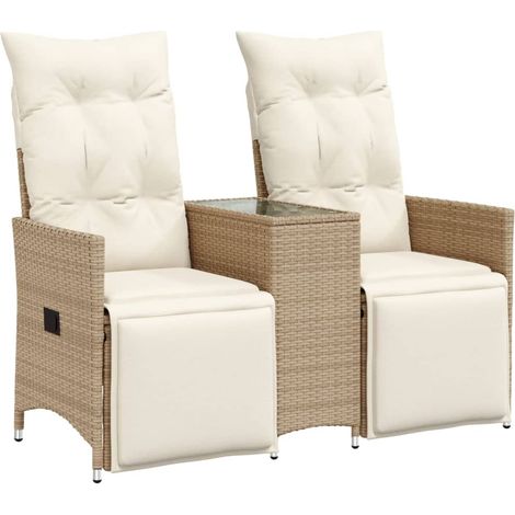 Maison Exclusive - Gartensofa 2-Sitzer Verstellbar mit Tisch Beig
