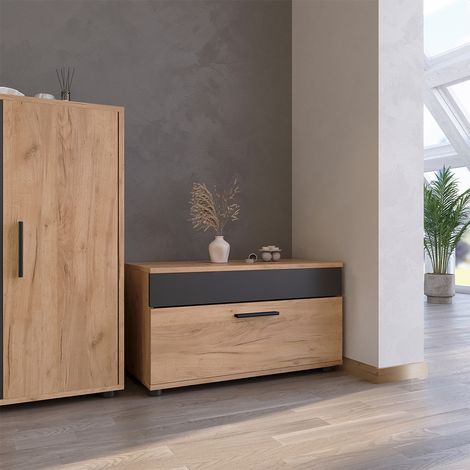Wohnzimmerschrank Berno, Goldkraft Eiche/Anthrazit, 70.8 x 38.9 cm mit Klapptür, Vicco (1/5)