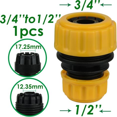 Raccord rapide pour tuyau d'arrosage (3/4 pouce à 1/2 pouce) - Raccord de réparation 25/20/16 mm - Système d'irrigation (1/5)