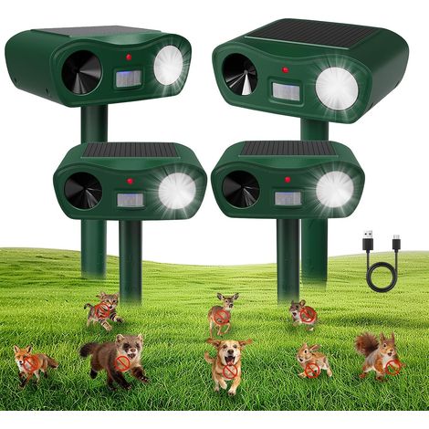 Repellente per gatti ad ultrasuoni solare e fulmini, Repellente per talpe, Impermeabile IPX4, Repellente per gatti da giardino, Efficace contro gatti, topi, cani, uccelli parassiti (1/5)