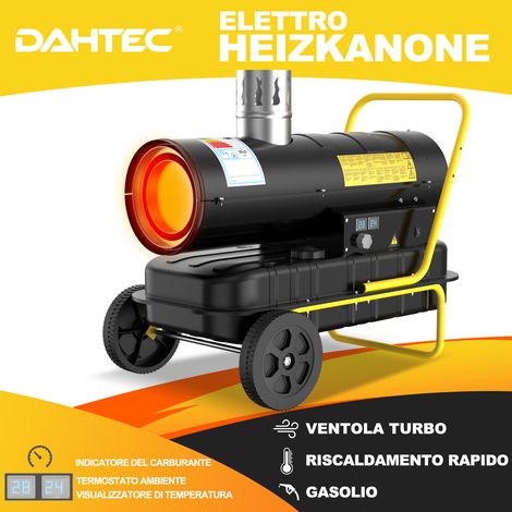 Riscaldatore Diesel Indiretto 20 kW - Termoventilatore Industriale - Serbatoio Grande Capienza 38L - Ruote, Termostato Regolabile - Per Officine, Cantieri, Uso Agricolo [Classe di efficienza energetic (1/5)