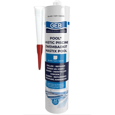 GEB – Mastic de fixation piscine 290mL – Transparent – Étanchéité sous l'eau – Collage margelles et carrelages