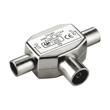 TV-Splitter 1 Buchse-2 Stecker gepanzert 10.541/F/I