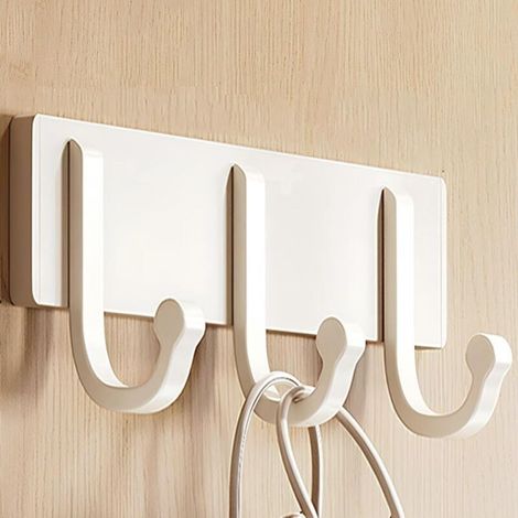 [NON UTILIZZATO] Appendiabiti da parete, ganci da parete in stile rustico per appendere i vestiti, supporto con gancio in lega di alluminio (bianco, 21,7 cm/8,5 pollici)