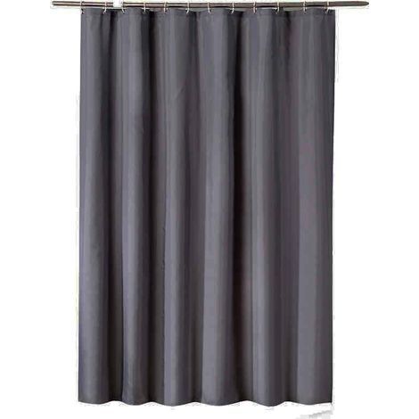 Rideau de douche gris anthracite avec crochets, 180x180cm, résistant à la moisissure, imperméable, en polyester lavable pour salles de bains.