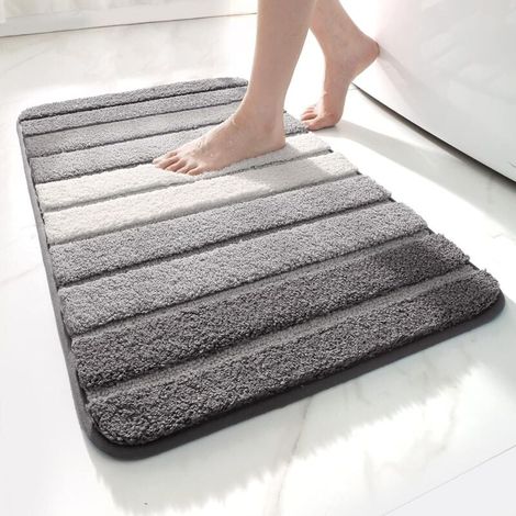 Tappetino da bagno antiscivolo, extra morbido, lavabile in lavatrice, assorbente, 40 x 60 cm, grigio (1/4)