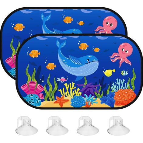 Pare Soleil Voiture Bébé - pour Arriere Or Lateral, par Soleil Auto-Adhésifs Enfant avec Protection UV Universelle Pare Soleil Voiture avec Motifs Animaux Amusants Offre Ventouses(2 pièces,51 31cm) (1/4)