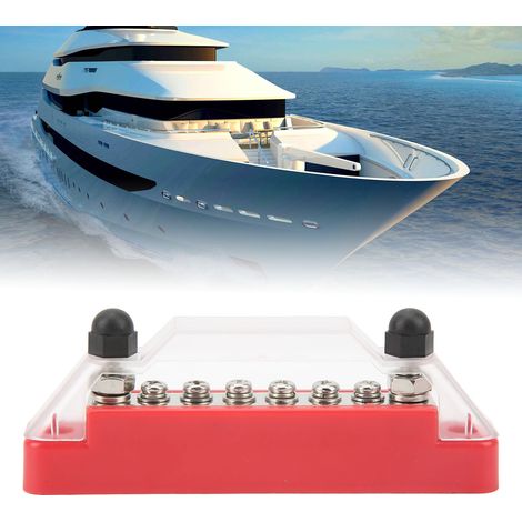 6-Kanal-Batterieanschlussblock 48V 150A mit Abdeckung, geeignet für Automobile und Schiffe (mit innerer Luftpolsterfolie). Rot. (1/5)